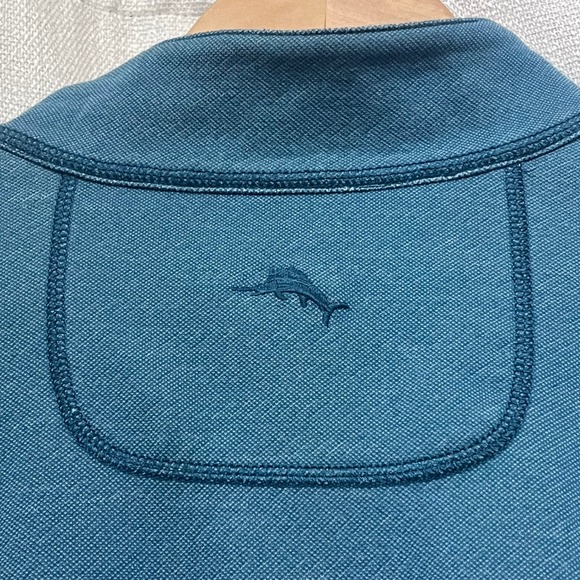 Tommy Bahama Mens Teal Blue Quarter Zip Pullover Sweatshirt Marlin Logo XL - Picture 4 of 10
